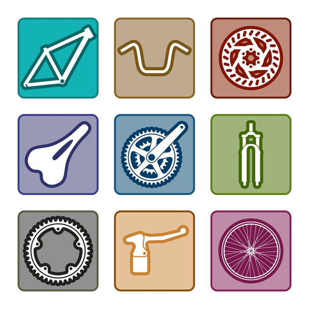 Icone set di componenti per biciclette
 - Vettoriali, immagini