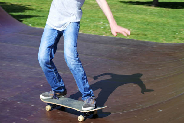 Skateboarder on a skateboarding ramp - Photo, Image