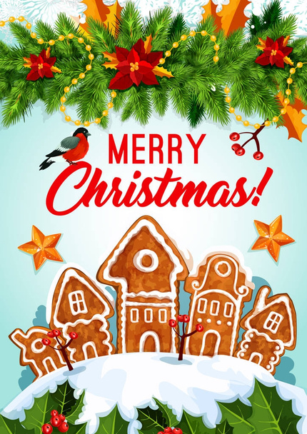 Biscoito de Natal e guirlanda, design de cartão de Ano Novo
 - Vetor, Imagem
