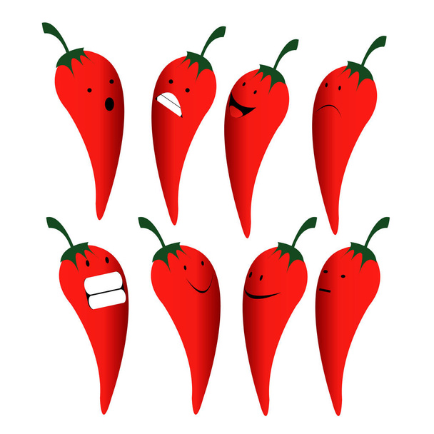  red chili emoji emoticon smiley isolated on white background - Διάνυσμα, εικόνα