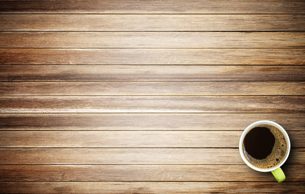 Kahverengi eski ahşap doku ve arka plan kopya ile kahve fincanı sp - Fotoğraf, Görsel