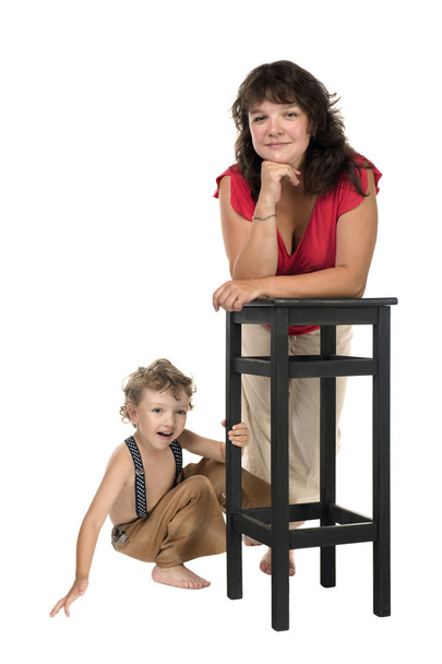 aanstaande moeder met zoon - Foto, afbeelding