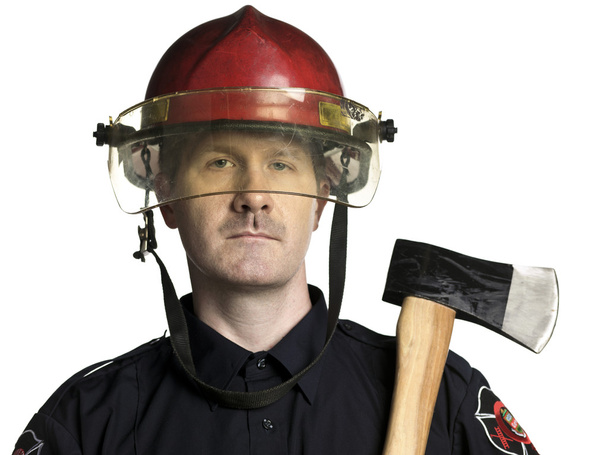 bombero con hacha
 - Foto, Imagen