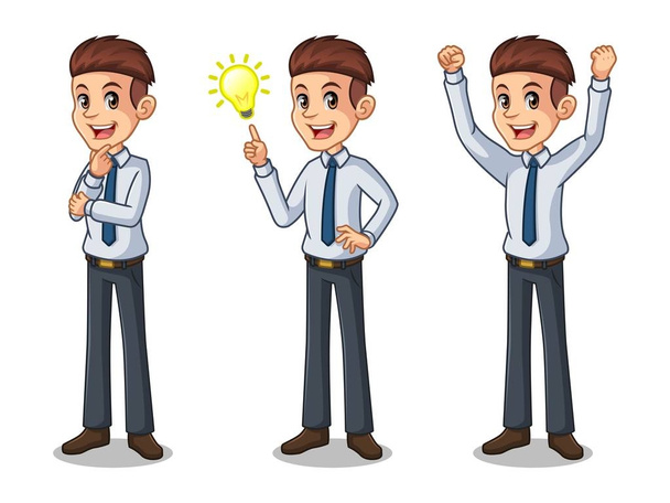 Set of businessman in shirt getting ideas gesture - Vector, Image