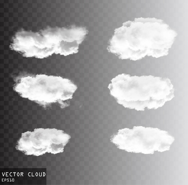 Vector wolken over transparante achtergrond collectie - Vector, afbeelding
