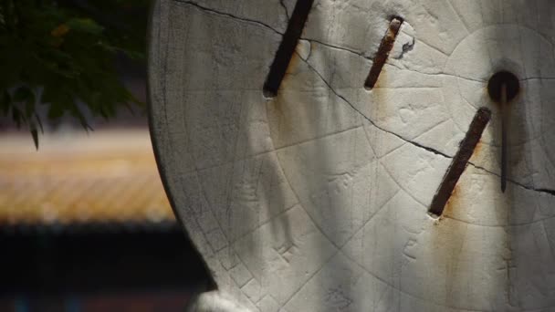 china ancient stone time measure instrument & sunlight,chinese character. - Footage, Video