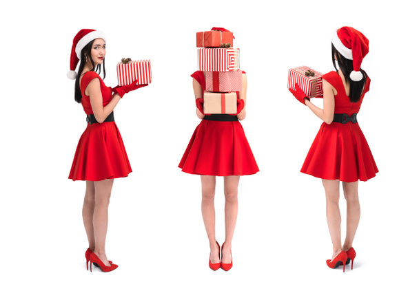 asian woman with christmas gifts - 写真・画像