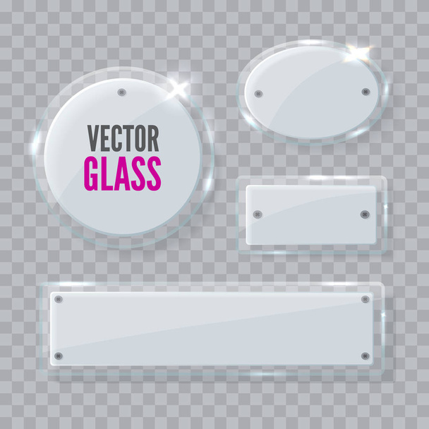 Glass banner, realistic vector illustration - Vector, Image
