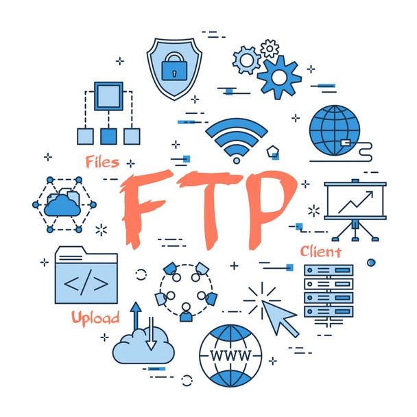Blue round FTP concept - Vector, Image