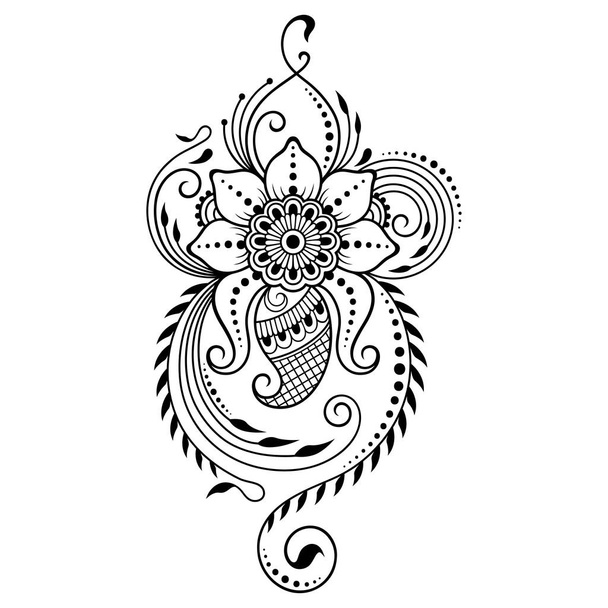 Henna tattoo bloem sjabloon in Indiase stijl. Etnische floral paisley - Lotus. Mehndi stijl. Decoratieve patroon in de oosterse stijl. - Vector, afbeelding
