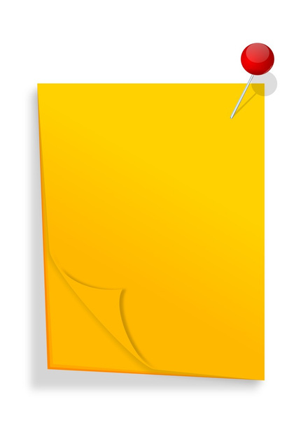 Gelbes Papier mit roter Nadel als Illustration - Foto, Bild