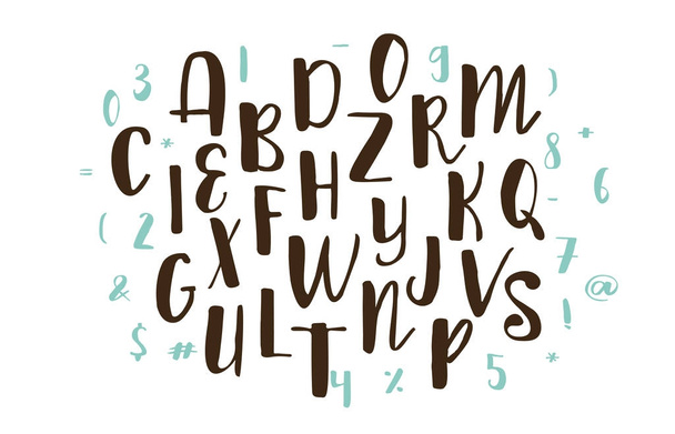 Handwritten calligraphy font. Vector alphabet. Hand drawn letters - Vettoriali, immagini