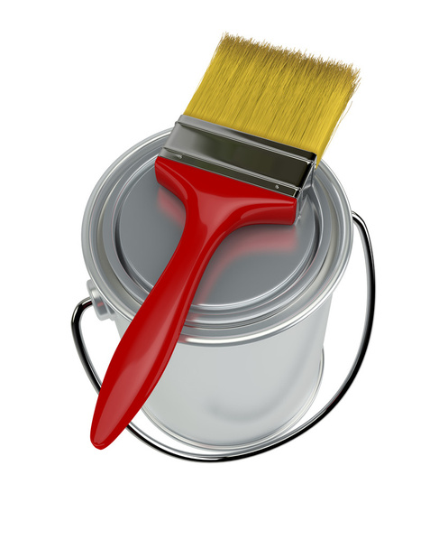 paint can and paintbrush - Valokuva, kuva