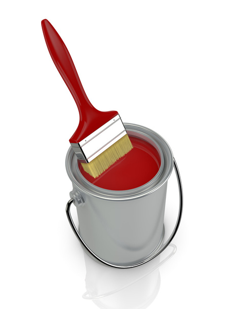paint can and paintbrush - Foto, afbeelding