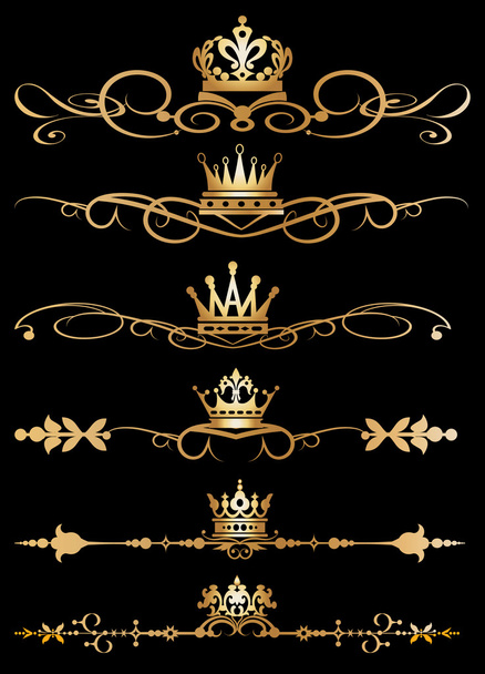 Vector set. Victorian Scrolls and crown. Decorative elements. - Vector, Image