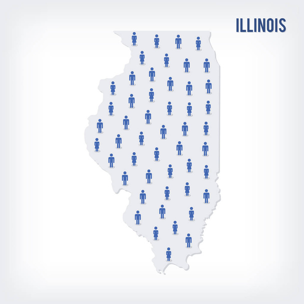 Carte du peuple vecteur de l'État de l'Illinois. Le concept de population. Peut être utilisé pour les présentations, la publicité, l'infographie et la visualisation des statistiques
. - Vecteur, image