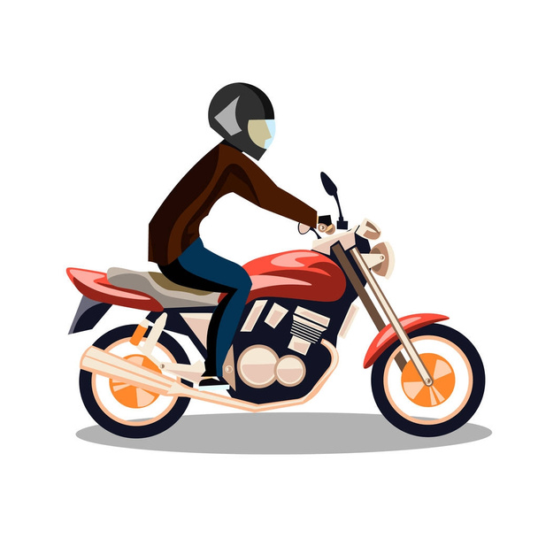 Motorcyclist on a motorcycle isolated. - Vektori, kuva