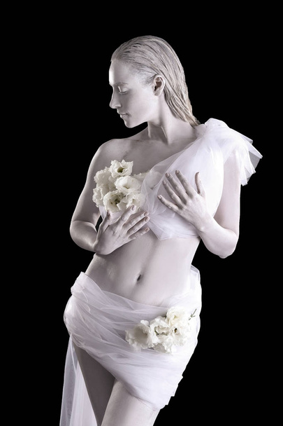 Beautiful young woman with amazing body-art  - Fotoğraf, Görsel