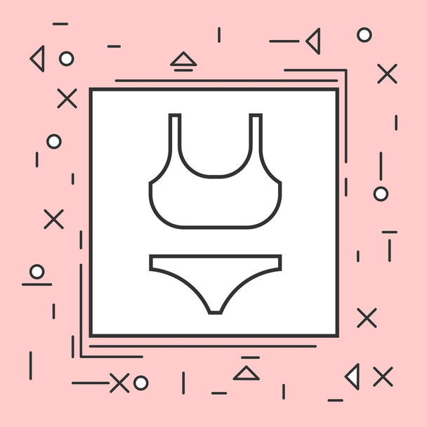 Female Underwear Or Swimming Suit Icon Thin Line In Pink Frame - Vecteur, image