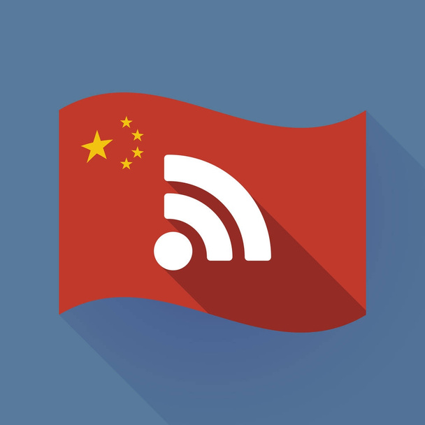 Long shadow China flag with an RSS sign - Vector, Image