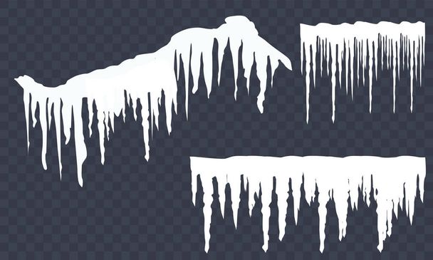 Набор снежных сосульки изолированы на прозрачном фоне. Векторная иллюстрация
 - Вектор,изображение