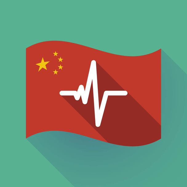 Πολύ σκιά Κίνα σημαία με καρδιά κτύπησε σημάδι - Διάνυσμα, εικόνα