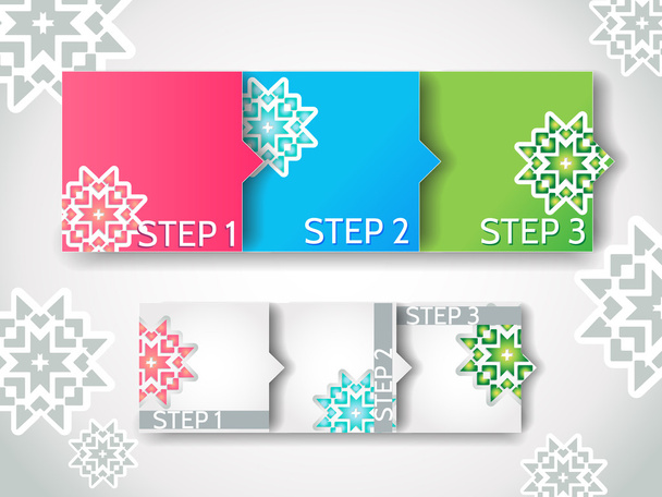 Vector winter progress steps / arrow stickers set - Vetor, Imagem