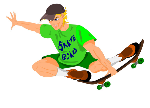 Skateboarder jumping - Vecteur, image