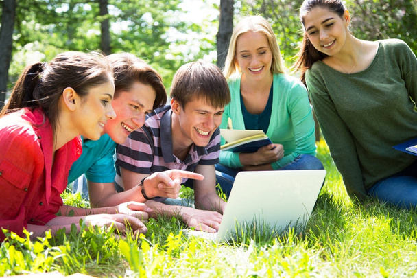 Group of students studying together in campus ground - Foto, immagini
