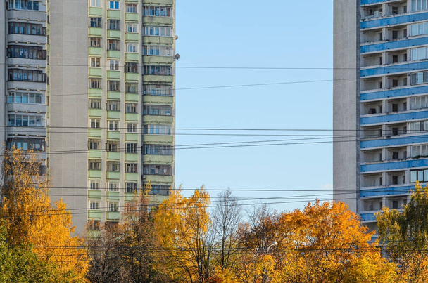 Urban background with facades of multi-storey buildings - Fotografie, Obrázek