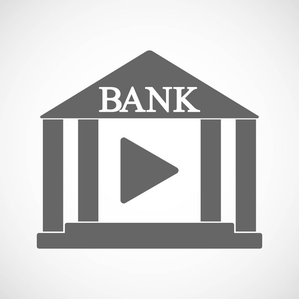 Isolated bank icon with a play sign - Vector, Image