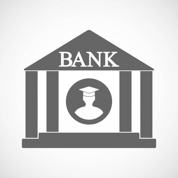 Απομονωμένη Τράπεζα εικονίδιο με έναν φοιτητή - Διάνυσμα, εικόνα