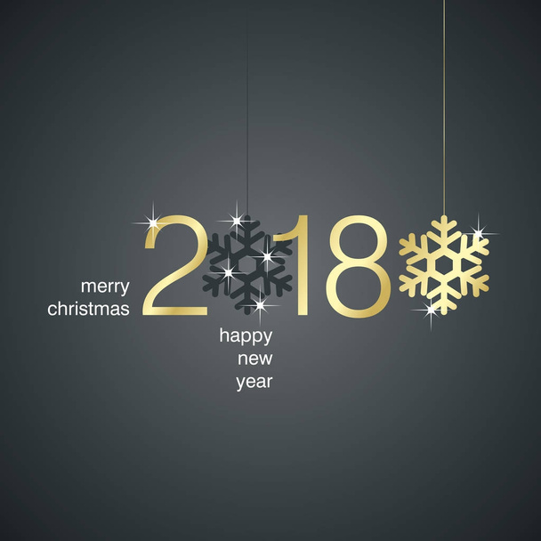 Золото 2018 Новый год снежинки черный фон
 - Вектор,изображение
