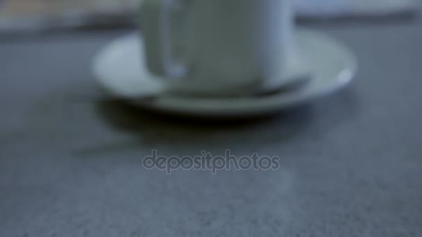 Breakfast Caf Cup of Tea British Newspaper Track - Πλάνα, βίντεο