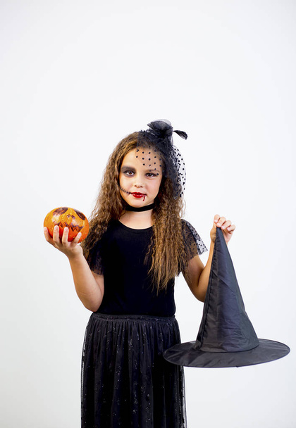 Girl in witch costume - Fotoğraf, Görsel