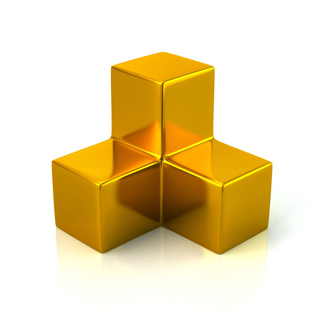Three golden cubes icon - Foto, Imagem