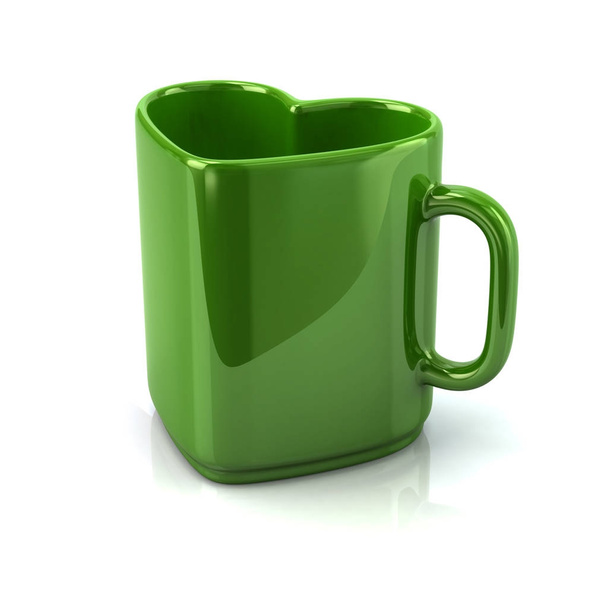 grüne herzförmige Tasse - Foto, Bild