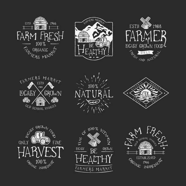 SET OF BADGE FOR FARMERS MARKET - Vector, Image