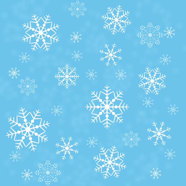 Copos de nieve fondo abstracto en azul
 - Vector, Imagen