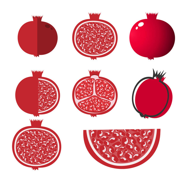 Koko granaattiomena suunnittelu mehukas tuoreita hedelmiä kuvake. Raaka granaattiomena tasainen sarjakuva vektori kuvitus malli
. - Vektori, kuva