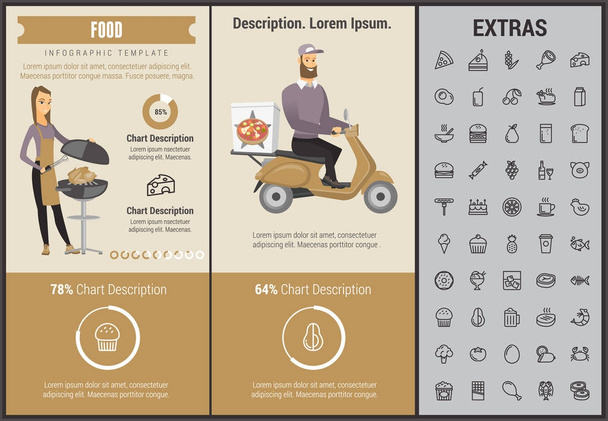 Food infographic template, elements and icons. - Vector, Image