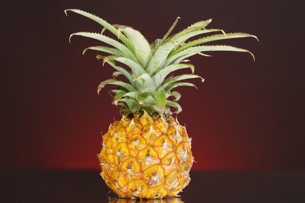 Ripe pineapple on dark red background - Zdjęcie, obraz