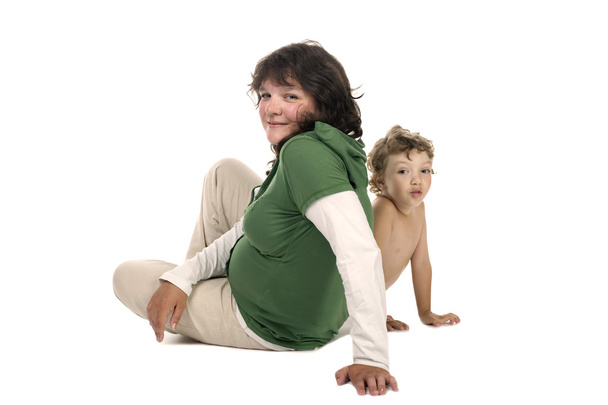 várandós anya és kis fia - Fotó, kép