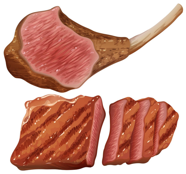ψητό κρέας σε λευκό φόντο - Διάνυσμα, εικόνα