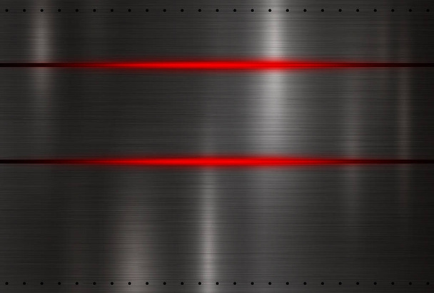 Μοντέρνο μαύρο μέταλλο υφή φόντου με κόκκινο φως εικονογράφηση διάνυσμα - Διάνυσμα, εικόνα