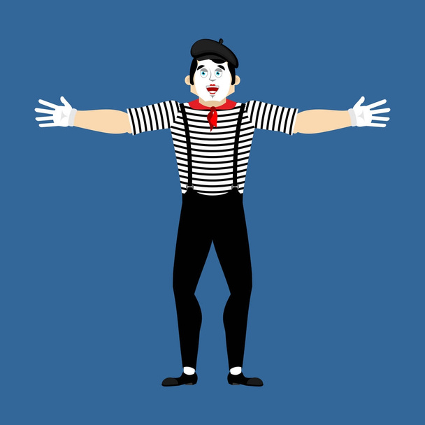 Mime happy. pantomime merry. mimic cheerful. Vector illustration - Vector, Imagen