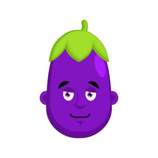 Eggplant smiles emotion avatar. Purple Vegetable. Vector illustr - Vektor, Bild