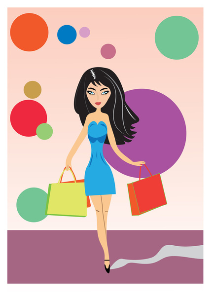 Girl with shopping bags - Vector, Image