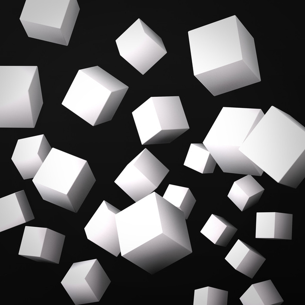 Fundo preto abstrato feito de cubos brancos
 - Foto, Imagem