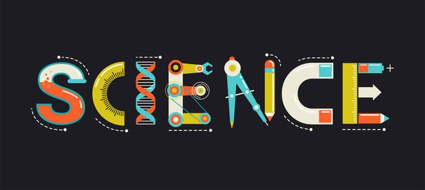 Wetenschap banner, typografie en achtergrond - Vector, afbeelding
